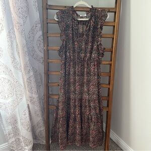 BB Dakota Black and Red Floral Midi Dress